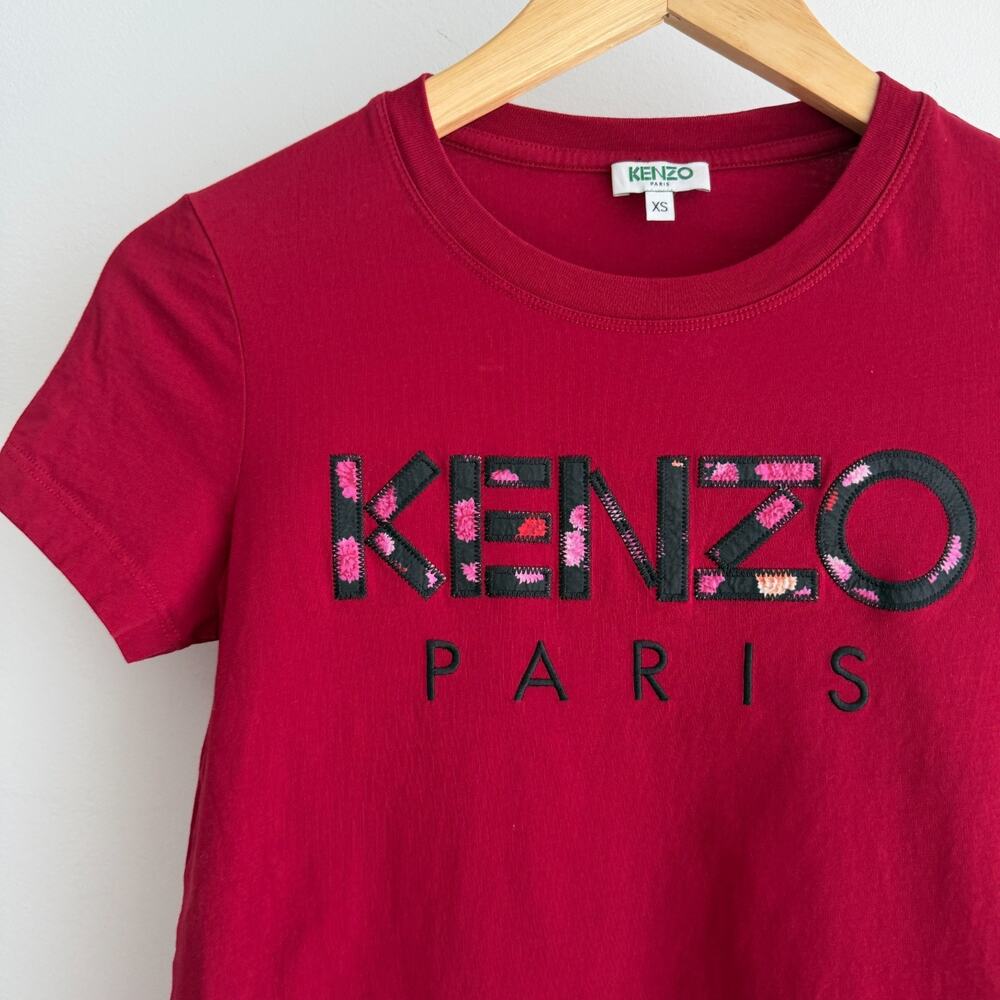 Kenzo Paris Shirt Women XS Graphic Logo Embroidered Baby Tee Short Sleeve Crewne - Picture 4 of 14